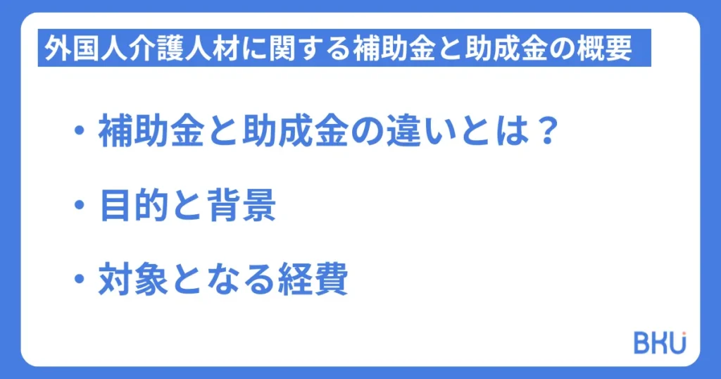 外国人介護人材に関する補助金と助成金