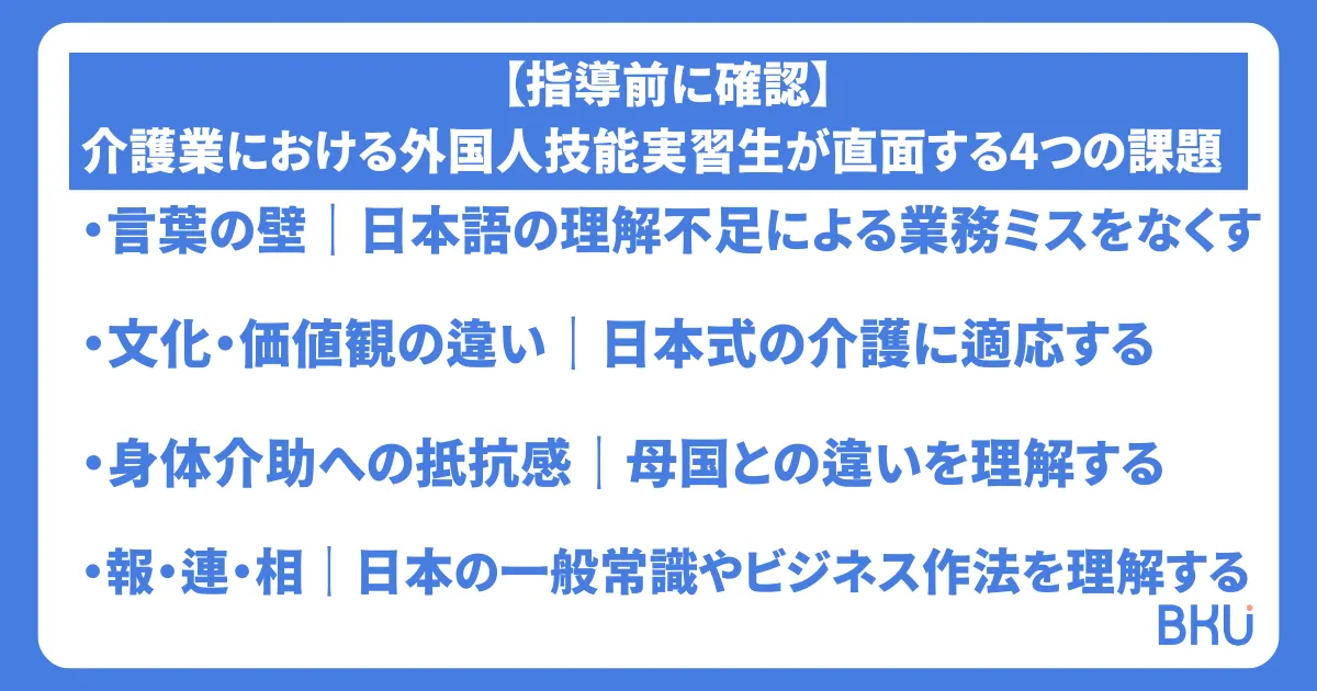 介護業における外国人技能実習生が直面する4つの課題